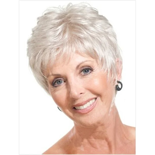 Feathered Silver Pixie with Voluminous Crown Layers