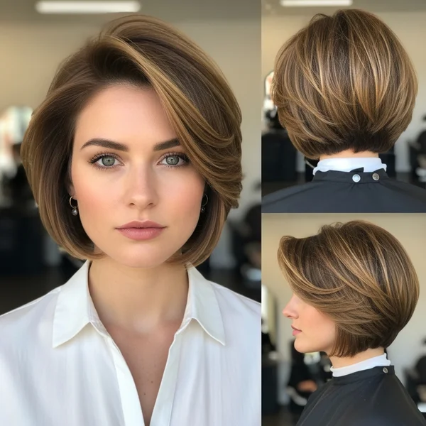 Flattering Short Bob For Round Faces