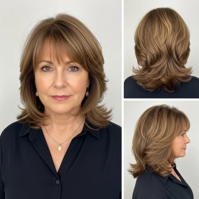 Layered Curls with Bangs