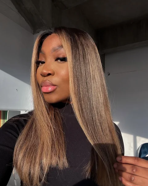 Long Straight Bronde Hair with Face-Framing Layers