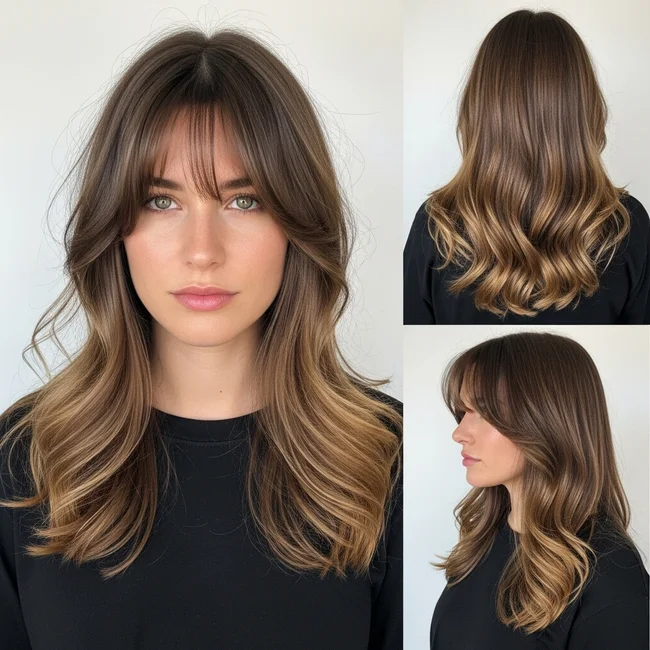 Long Wavy Haircut With Bangs