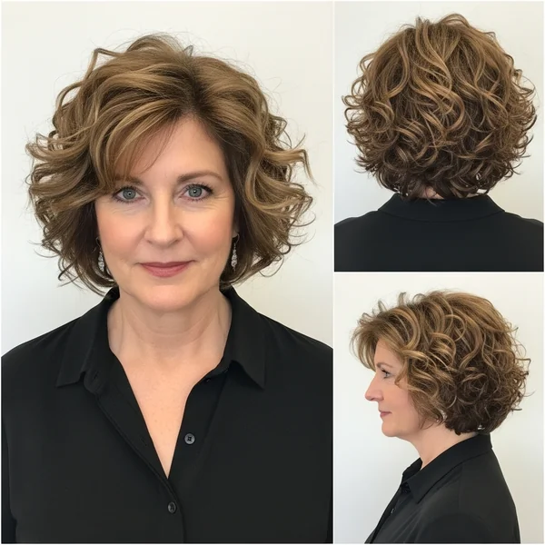 Medium Curly Bob For Women Over 50