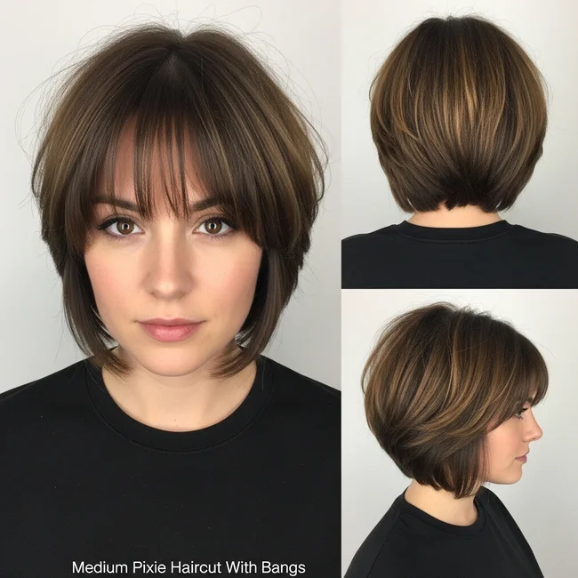 Medium Pixie Haircut With Bangs