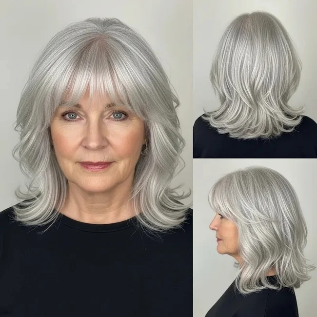 Medium Silver Waves with Fringe