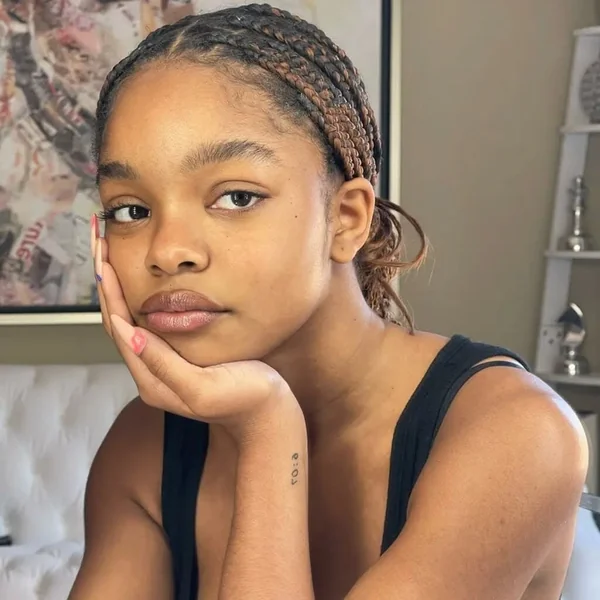 Micro Box Braids with Auburn Color Accents