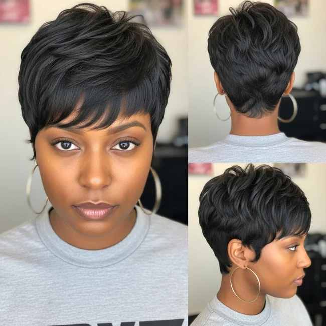 Pixie Haircut With Bangs For Black Women