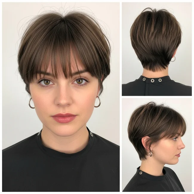 Pixie Haircut with Curtain Bangs