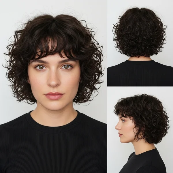 Short Curly Hairstyle With Bangs