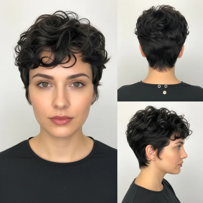 Short Curly Pixie Haircut