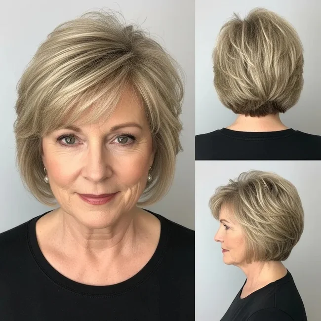 Short Feathered Layered Bob