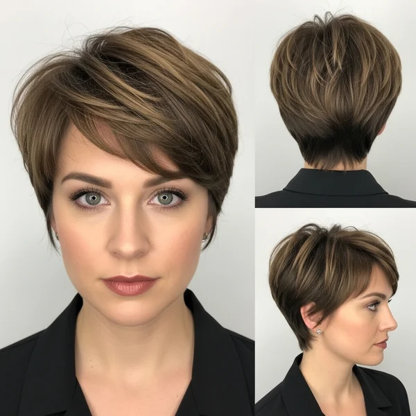Short Hairstyle Women Round Face Pixie
