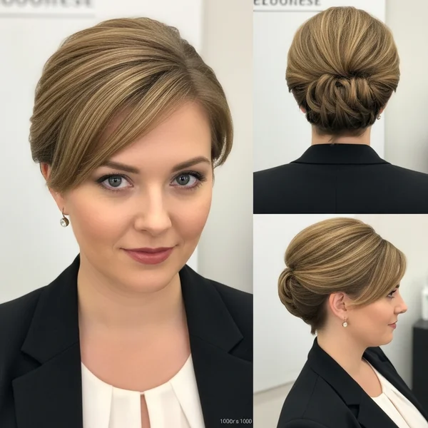 Short Hairstyle Women Round Face Updo