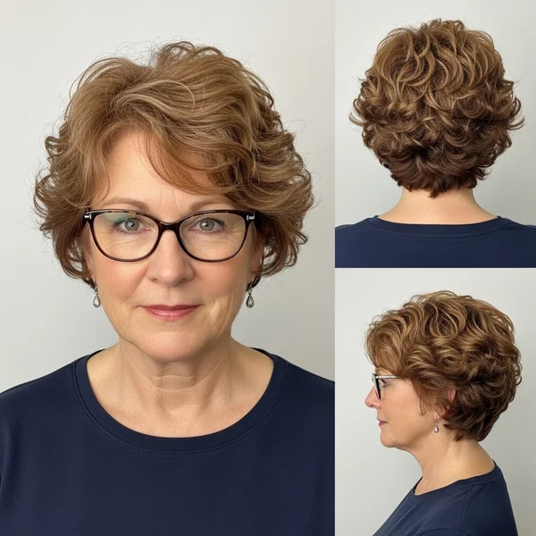 Short Hairstyles For Women Over 50 With Glasses Curly