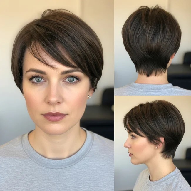 Short Pixie Haircut Brunette