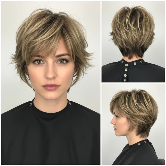 Short Razor Haircut With Choppy Layers