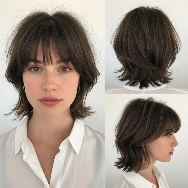 Short Shag Haircut With Bangs