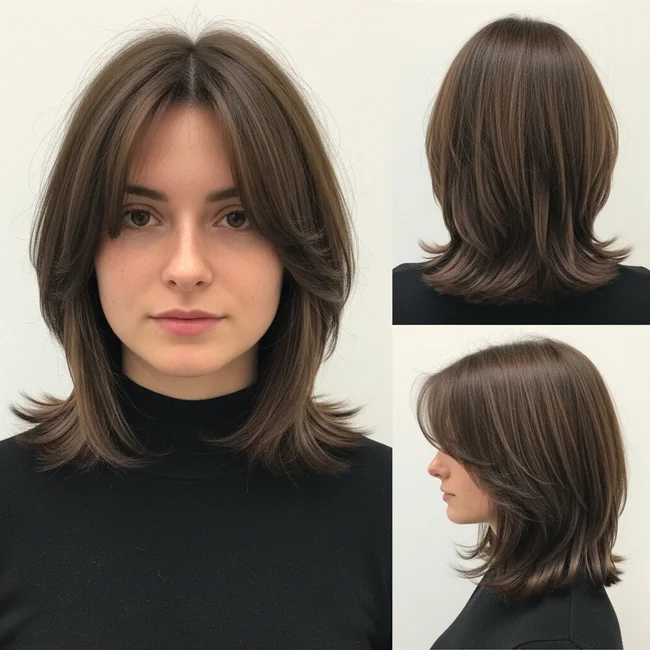 Shoulder Length Bob Haircut With Layers And Bangs