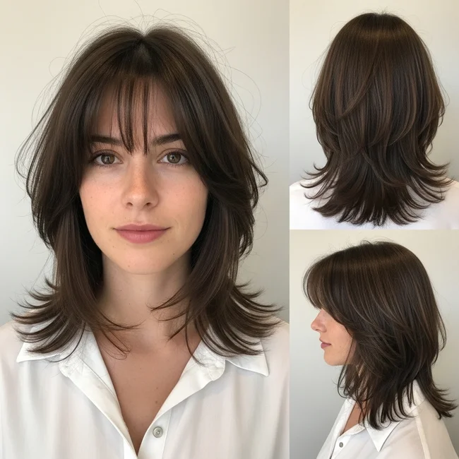 Shoulder Length Layers With Bangs