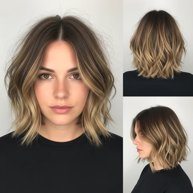 Shoulder Length Messy Lob With Layers