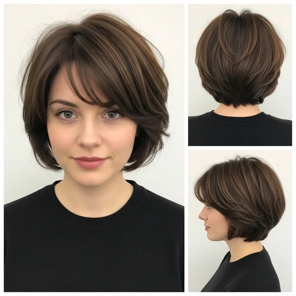 Textured Short Layers for Thick Brown Hair
