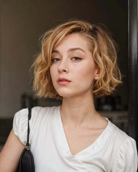 Textured Wavy Bob in Sunny Blonde