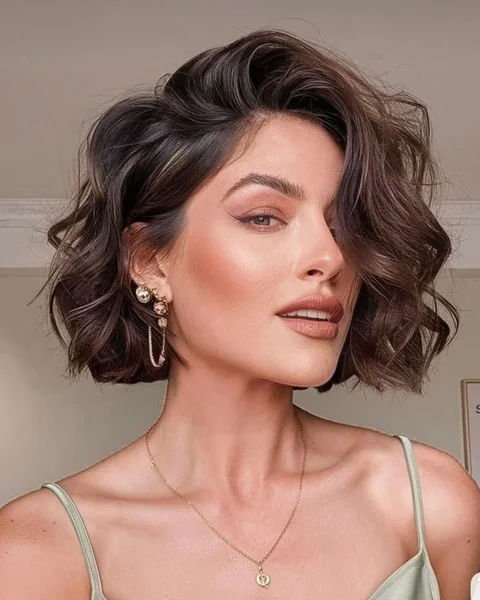 Voluminous Wavy Bob with Dramatic Side Part
