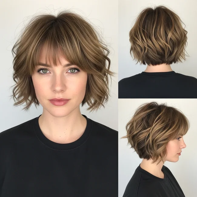 Wavy Pixie Haircut With Bangs
