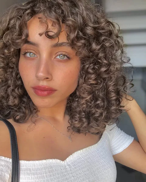 Beautiful Medium Curly Lob with Natural Volume