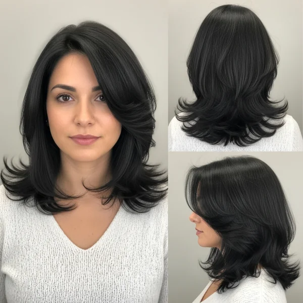 Butterfly Haircut Medium Black Hair