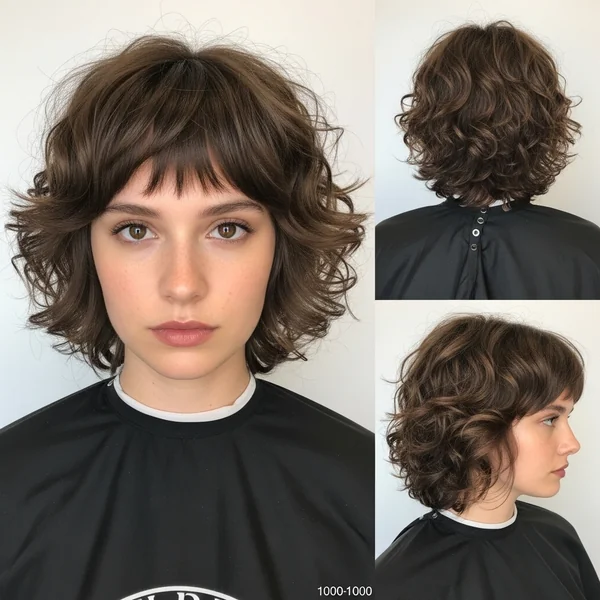 Butterfly Haircut Short Hair with Bangs Curly