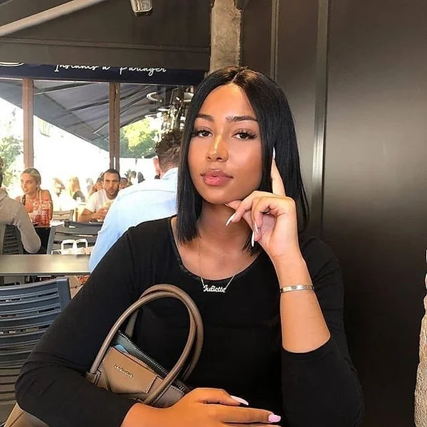 Chin-Length Straight Bob with Sleek Center Part