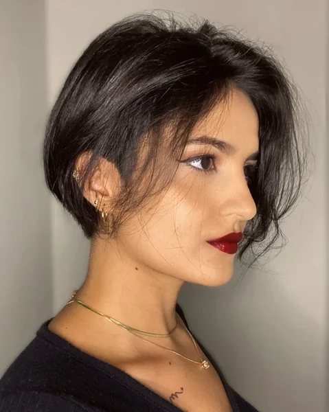 Deep Brunette Bixie with Voluminous Sweep