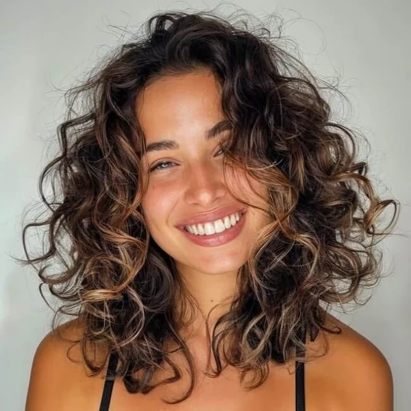 Medium Layered Brown Bob for Naturally Wavy Hair