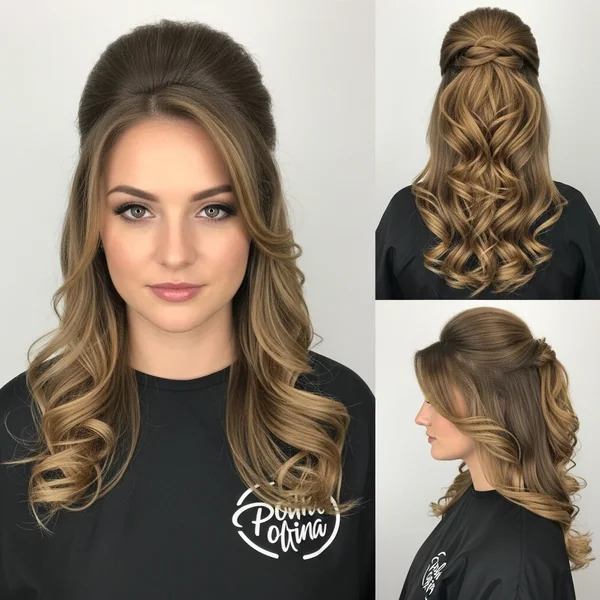 Prom Hairstyles for Thick Long Hair Half Up Half Down