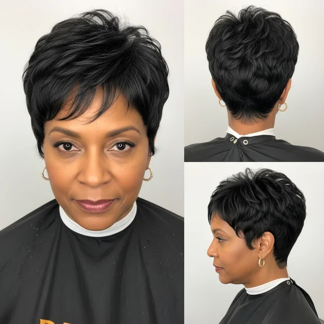 Short pixie hairstyle for black women