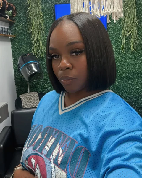 Sleek, Glossy Chin-Length Straight Bob