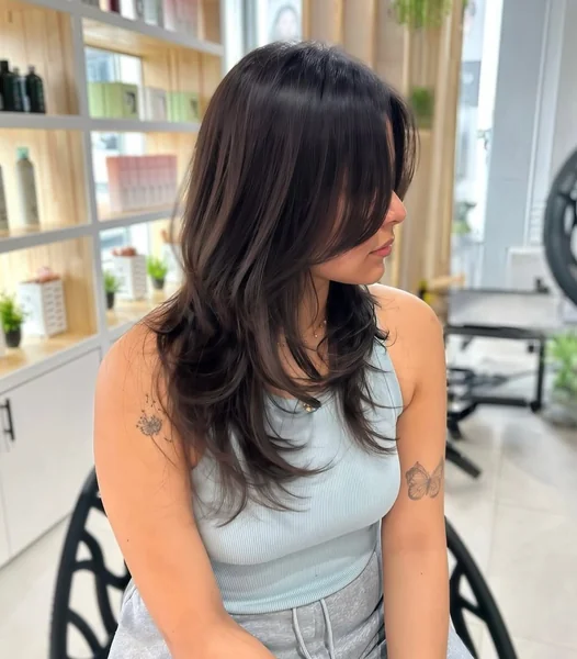 Voluminous Brunette Butterfly Cut with Face Frame