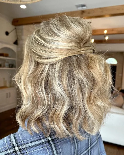 Wavy Textured Bob Half-Up Style