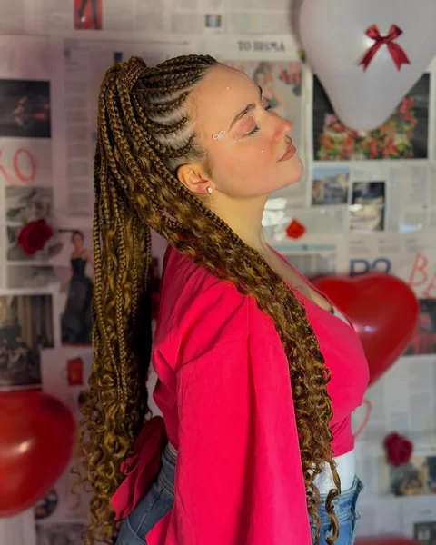 Bohemian Crown Braid Flowing into a Textured Ponytail