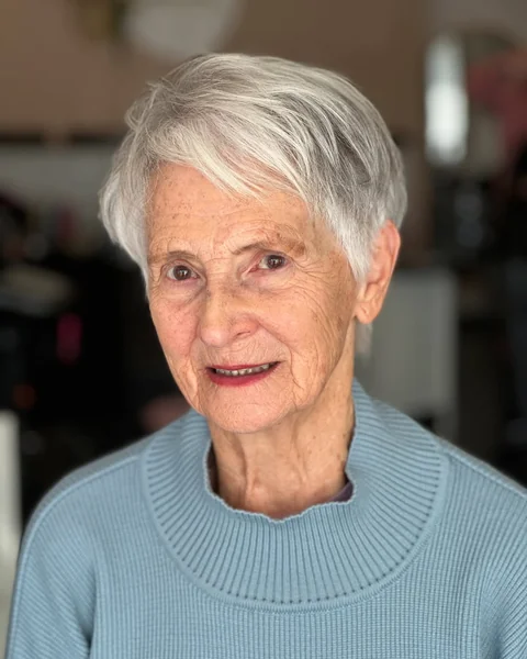 Classic Silver Pixie with Soft Side-Swept Fringe