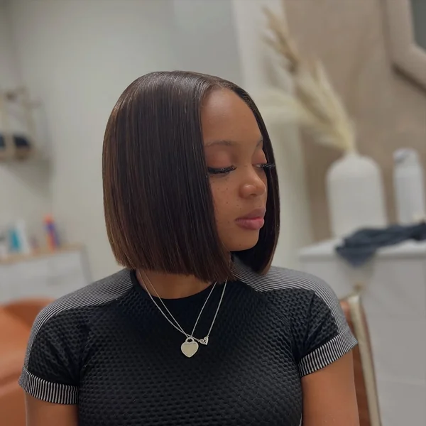 Classic Wavy Black Bob with Side Sweep