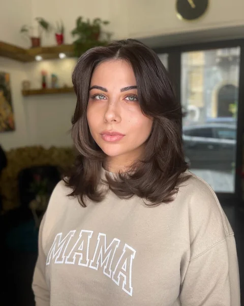 Dark Chocolate Lob with Dramatic Voluminous Layers