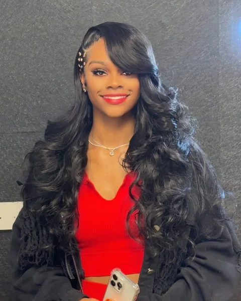 Deep Side Part Glam Waves with Sparkle Clips