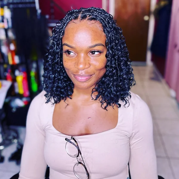 Deep Wave Bohemian Bob Braids with Soft Edges