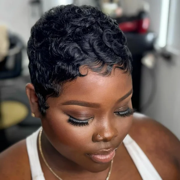 Defined Wavy Pixie with Perfect Fingerwaves