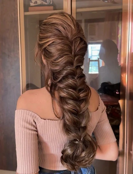 Dimensional Chocolate Fishtail Braid with Voluminous Texture