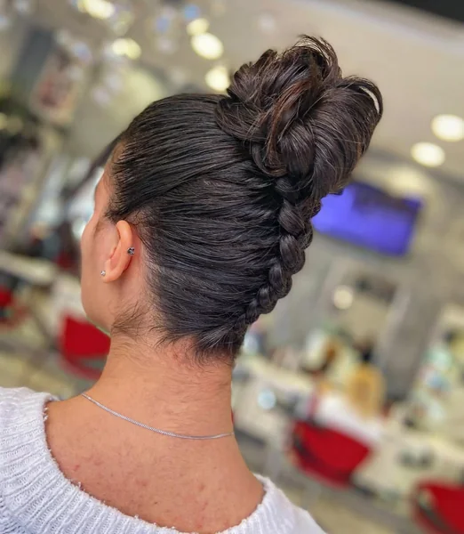 Elegant Back Braid to High Textured Bun