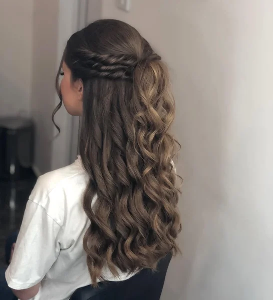 Elegant Half-Up Twisted Crown with Voluminous Prom Curls