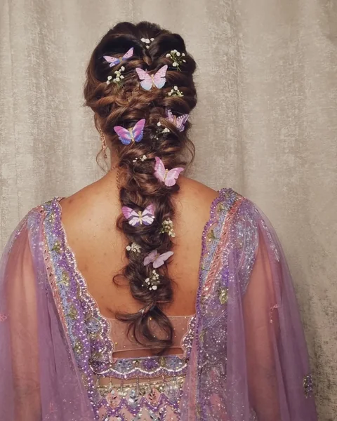 Ethereal Half-Up Braids with Flower Heart Accent