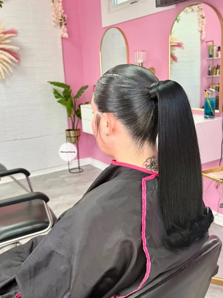 Extra Long Sleek Black Ponytail with Polished Finish